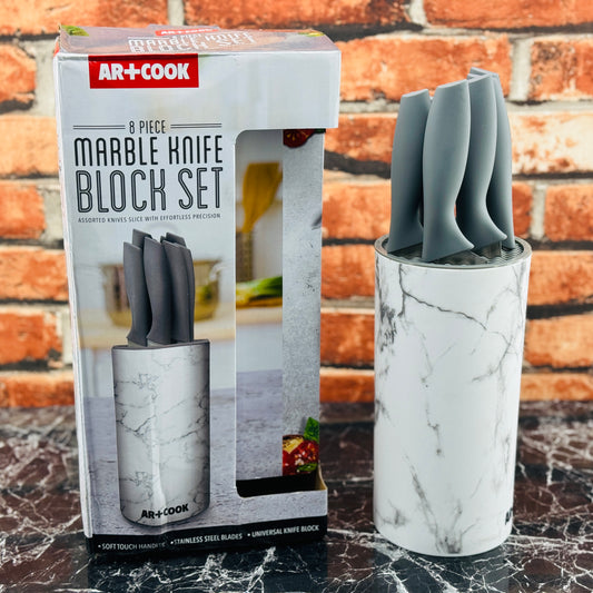 Marble Knife Block Set 8pcs AR+Cook