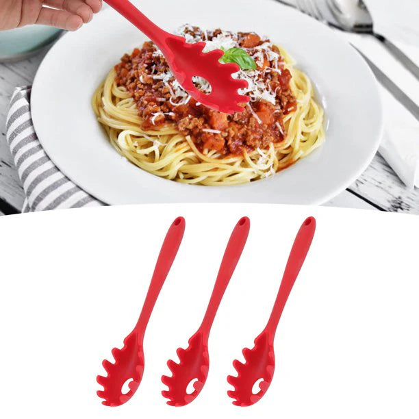 Silicone Pasta, Noodle and Spaghetti Ladle (Fork, and Server Tongs)