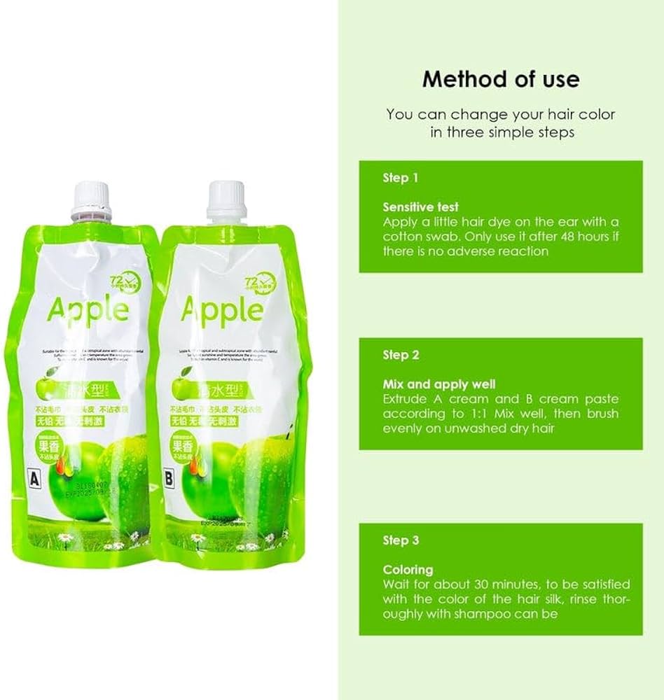 Apple Dye For Hair & Beard Ammonia Free Apple Hair Dy for Men Original Set of 2-1000ml