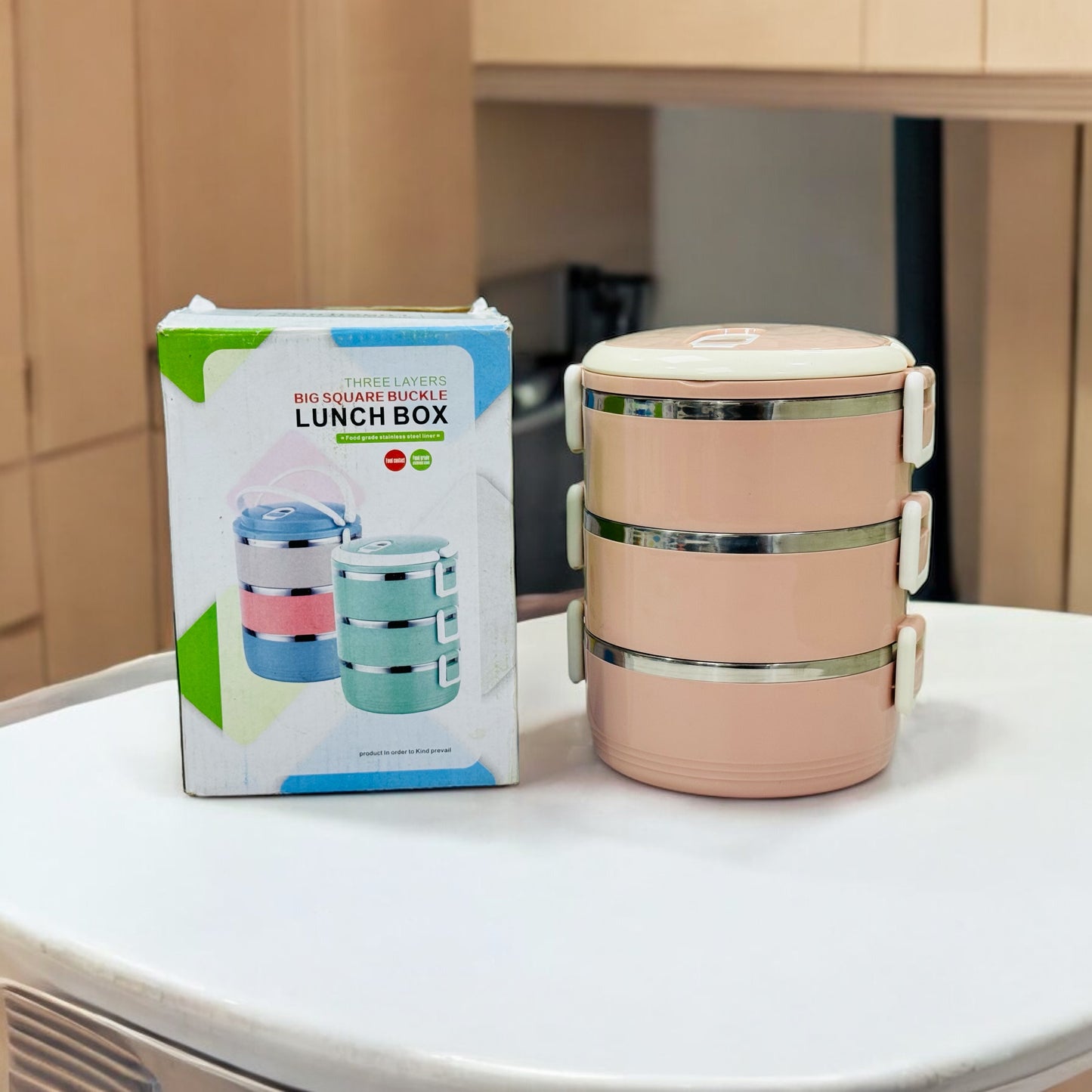 3 Layer Lunch Box Stainless Steel Tiffin Hot Box For office school