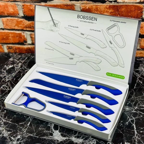 Bobssen 6pcs Kitchen Knife Set With Ceramic Peeler