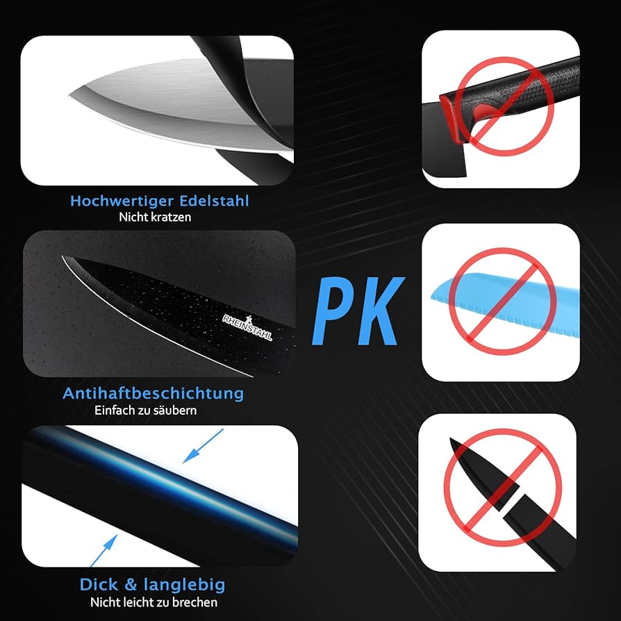Knife Set 6-Piece Stainless Steel Kitchen Knife Set with 10pcs Car Gift