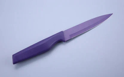 Purple knife with a purple handle on a light purple background