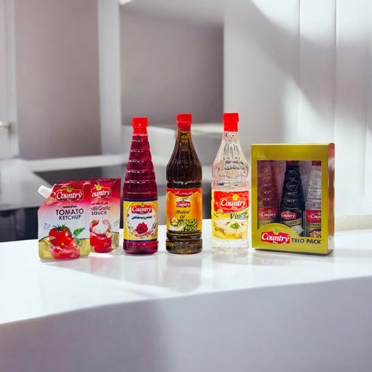 Mashroob-e Kass Mustard Oil, Vinegar & Trio Sauce Combo Pack with Free Gift Ketchup