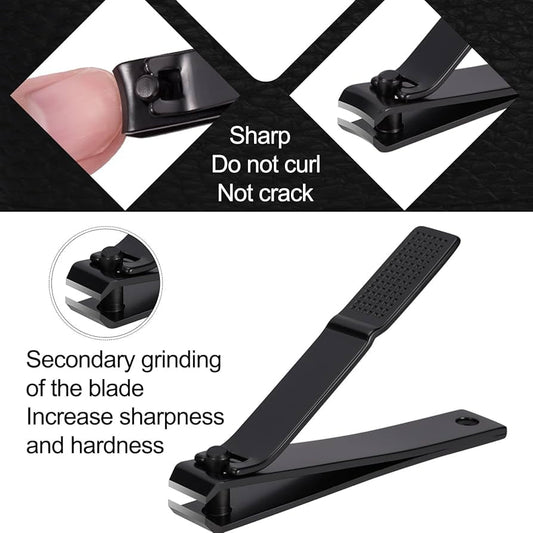 FIXBODY Nail Clipper Set – Black Stainless Steel Fingernails & Toenails Clippers & Nail File Sharp Nail Cutter - Armaa Store