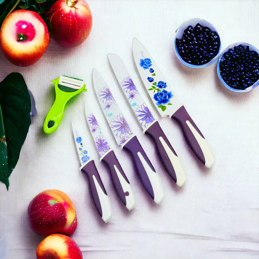 Wefun 5 pieces set Printed Knife set with potato pillar