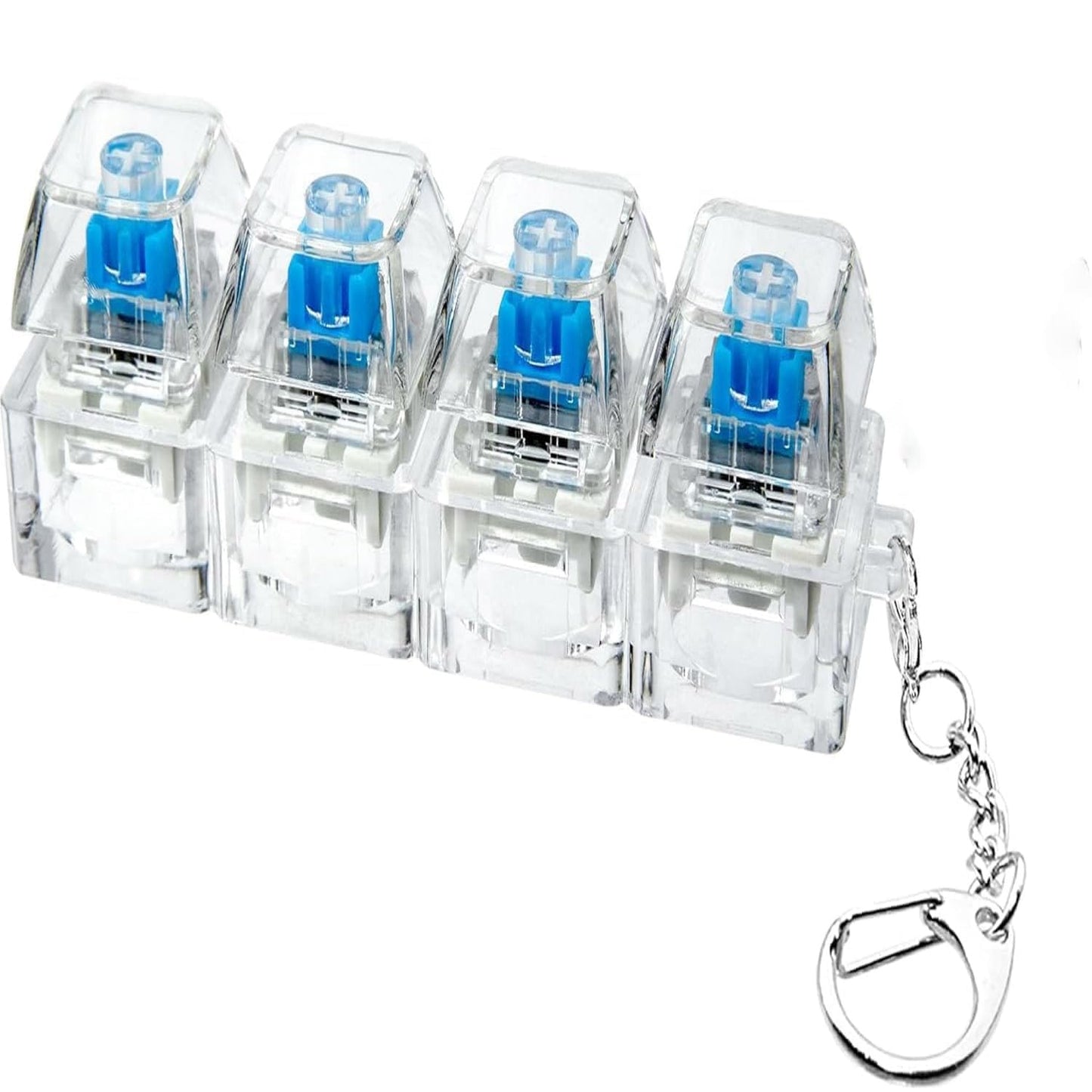 Mechanical Keyboard Switch Fidget Toy Keychain with 4 Clear Switches & LED Light