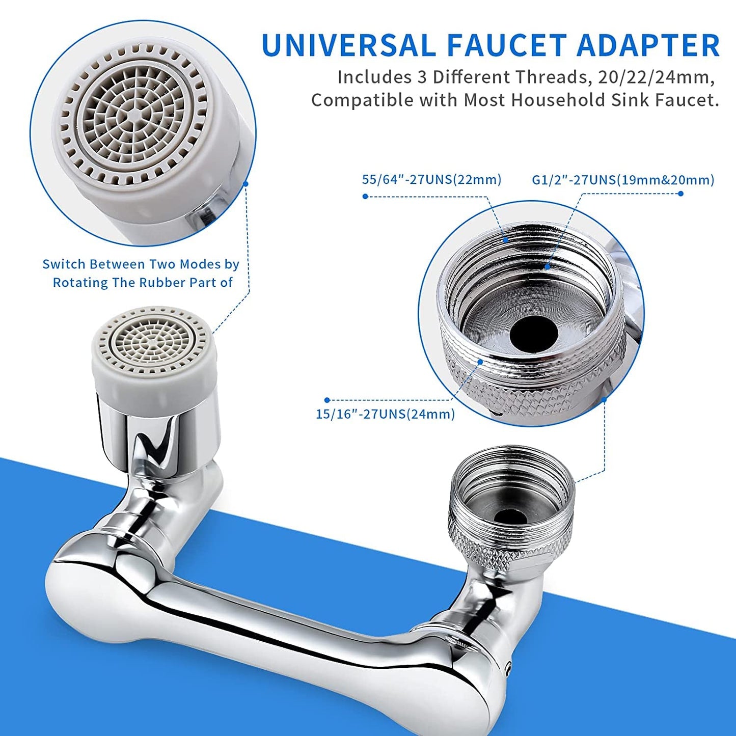 1080° Multi-Functional Faucet Aerator Rotatable | 2 Pieces Set