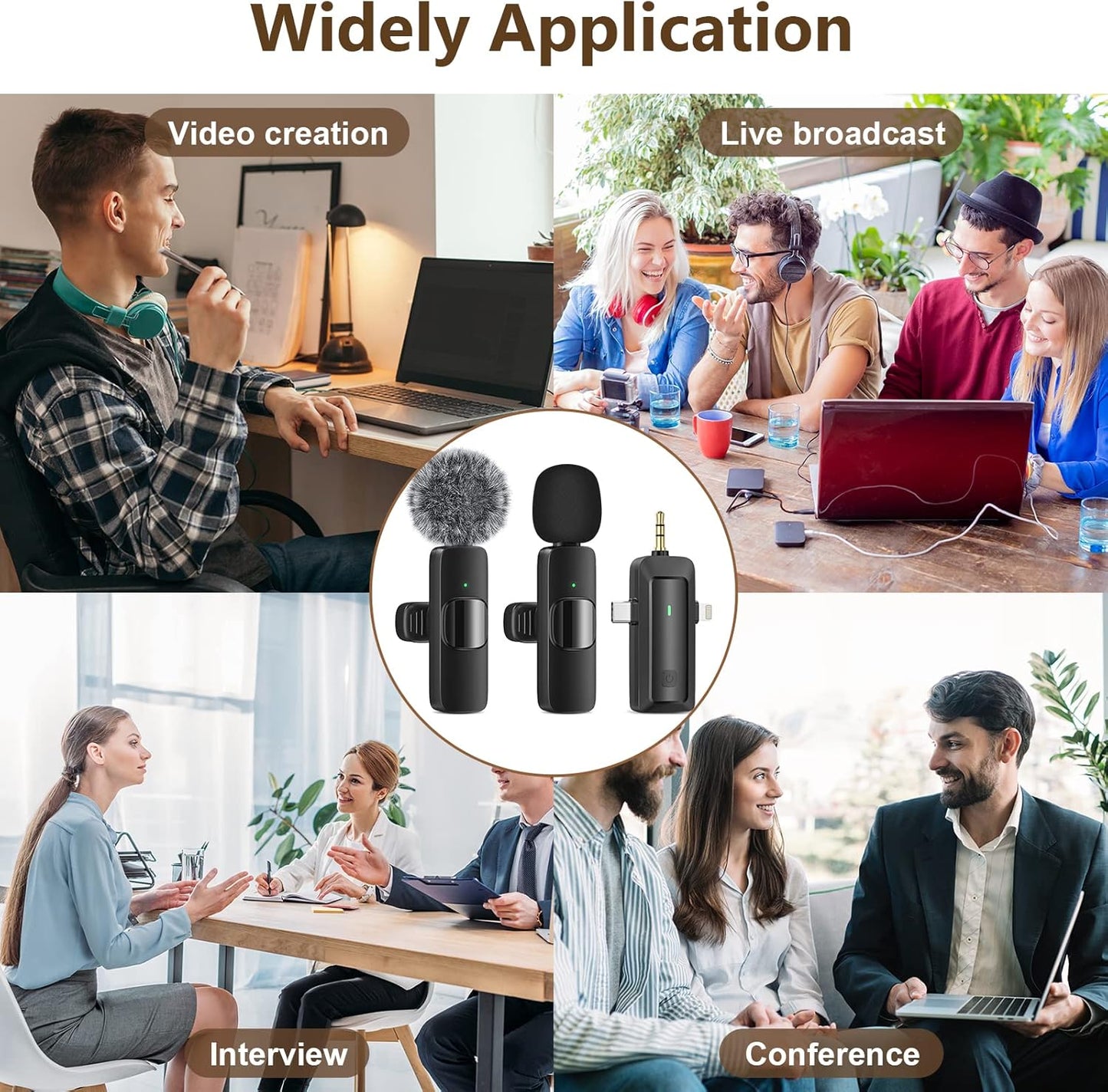 Wireless Microphone for iPhone & Android - Professional Dual Lapel Mic with USB-C/3.5mm/USB Plug for Video Recording, Vlog, YouTube, TikTok