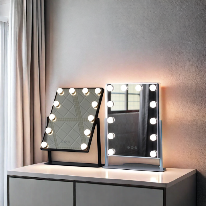 LED Makeup Mirror Beauty Vanity Cosmetic Mirror 360 Degree Rotation Type-C Touch Sensor Control - Armaa Store