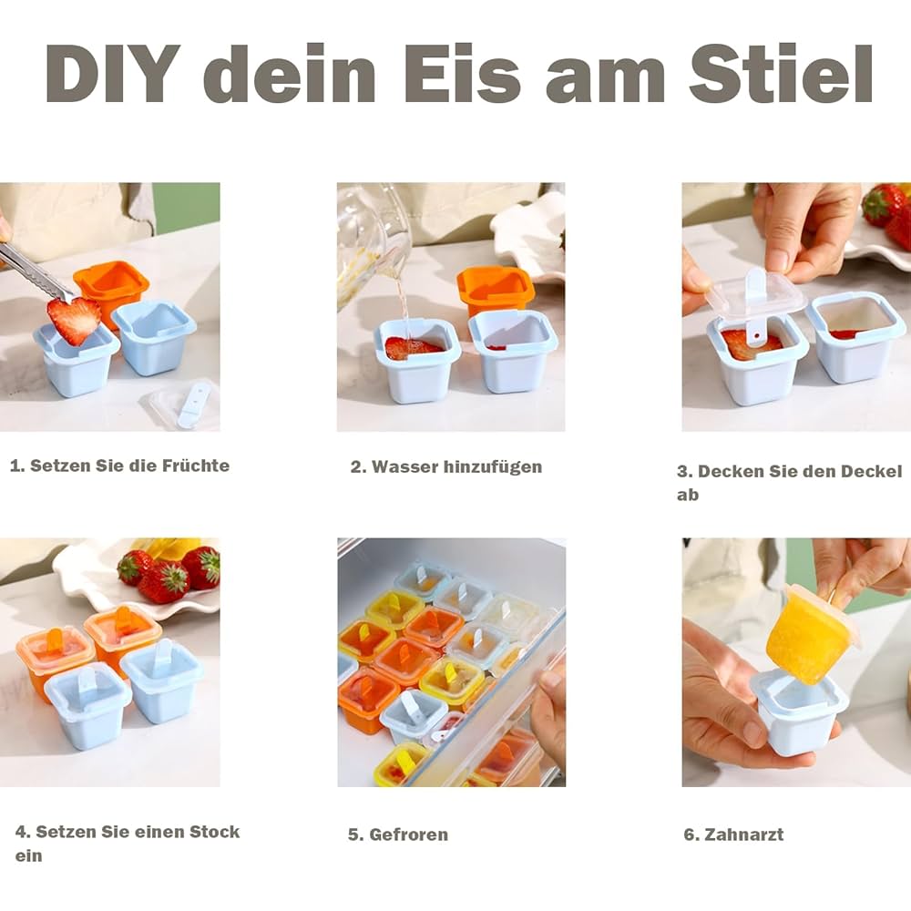 Pack of 12 Ice Lolly Moulds, Food Grade Ice Tray, Ice Pop Maker - Armaa Store