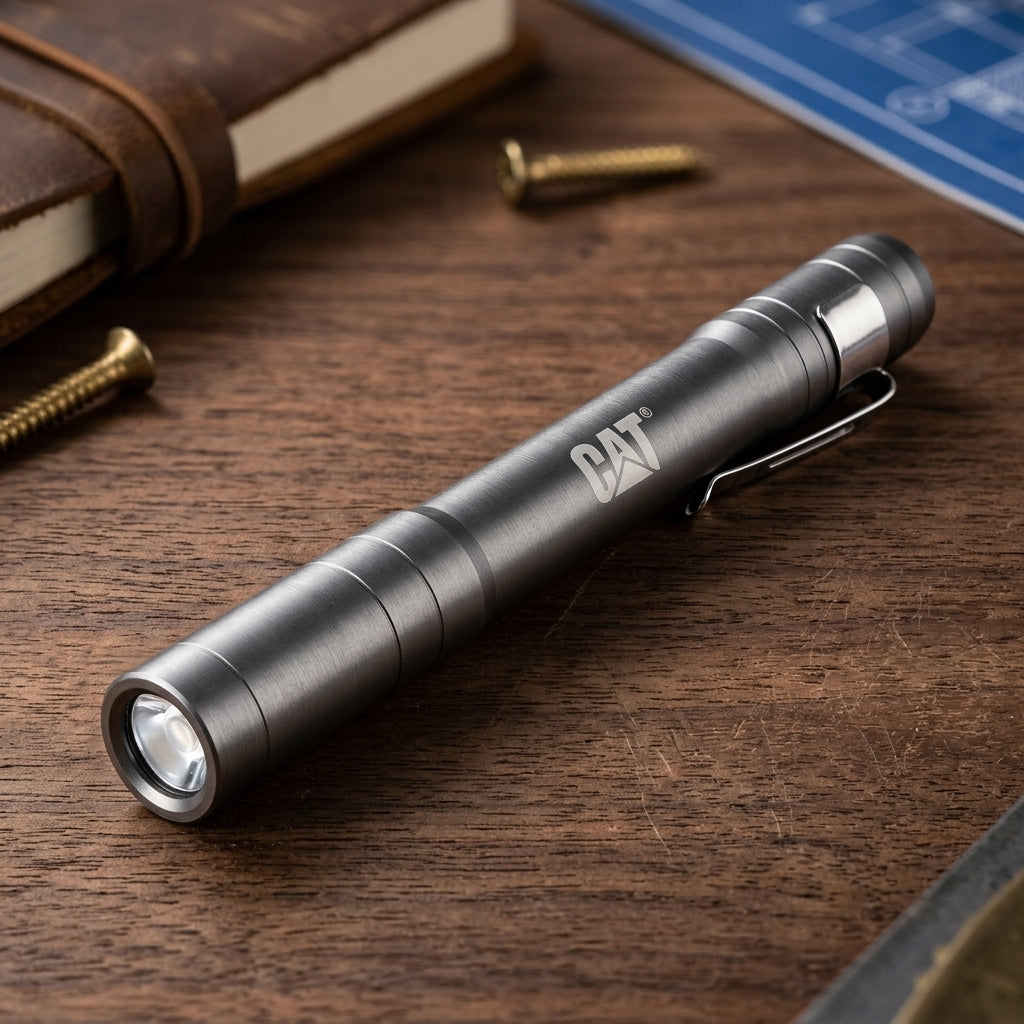 CAT LED Pocket Flashlight – Compact Rechargeable-Style Metal Torch with Clip