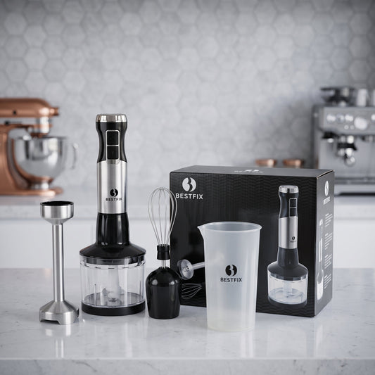 4-in-1 Electric Hand Blender Set | Stainless Steel Immersion Blender with Chopper & Whisk