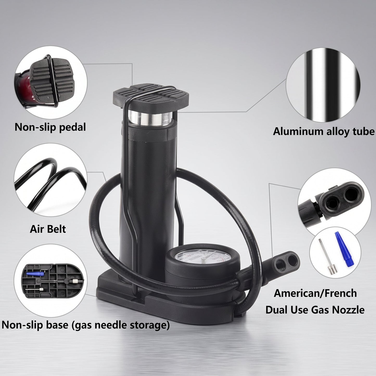 Portable High-Pressure Foot Air Pump – Multi-Purpose Bicycle, Motorcycle & Ball Inflator