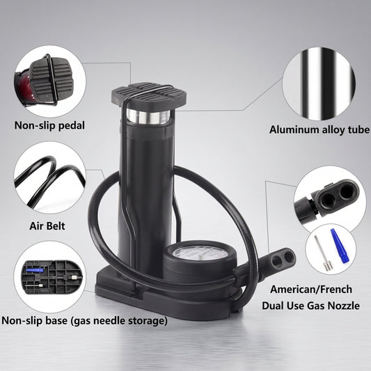 Portable High-Pressure Foot Air Pump – Multi-Purpose Bicycle, Motorcycle & Ball Inflator