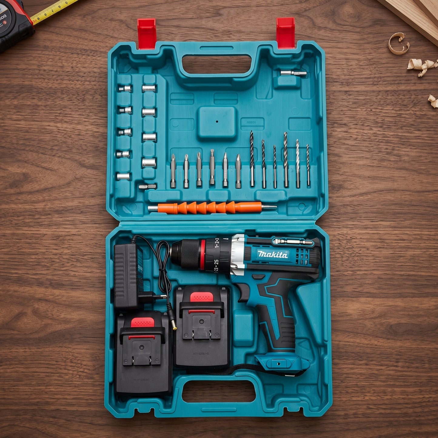 48V Cordless Electric Drill Machine Kit with 2 Rechargeable Batteries & Carry Case | Multi-Speed Power Drill Set