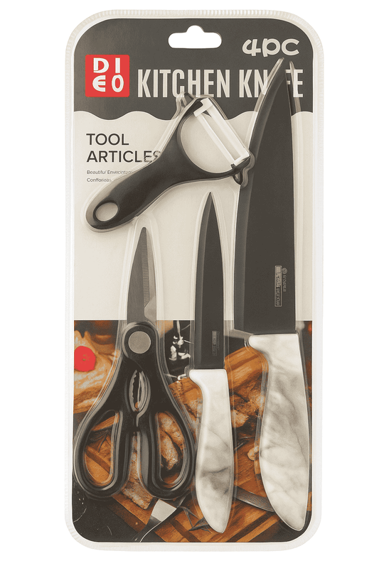 Dieo_4 Piece Marble Coated Kitchen Knife Set