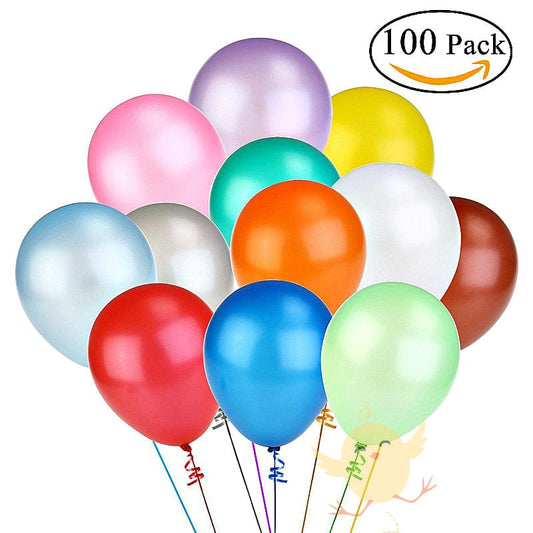 Balloons Plain Party Mix 100pcs with 1 Hand Air Balloon portable Pump