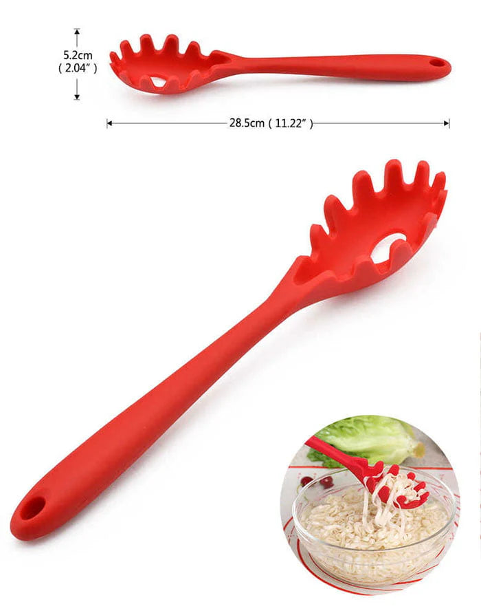 Silicone Pasta, Noodle and Spaghetti Ladle (Fork, and Server Tongs)