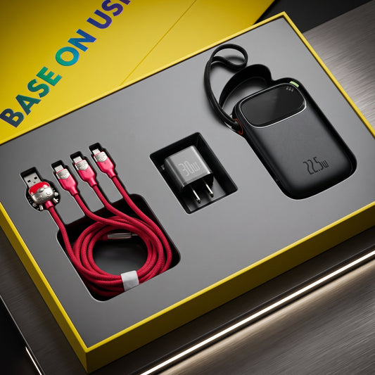 Baseus 22.5W 10000mAh Fast Charging Power Bank with Built-in Cables Gift Box - Armaa Store Pk