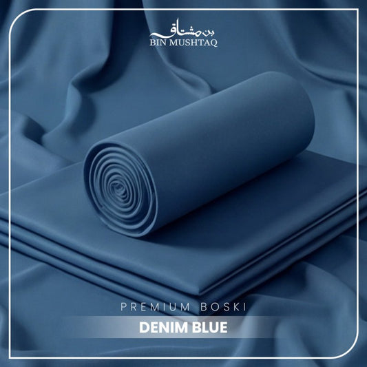 Denim Blue - Imperial Original Unstitched Boski - Bin Mushtaq